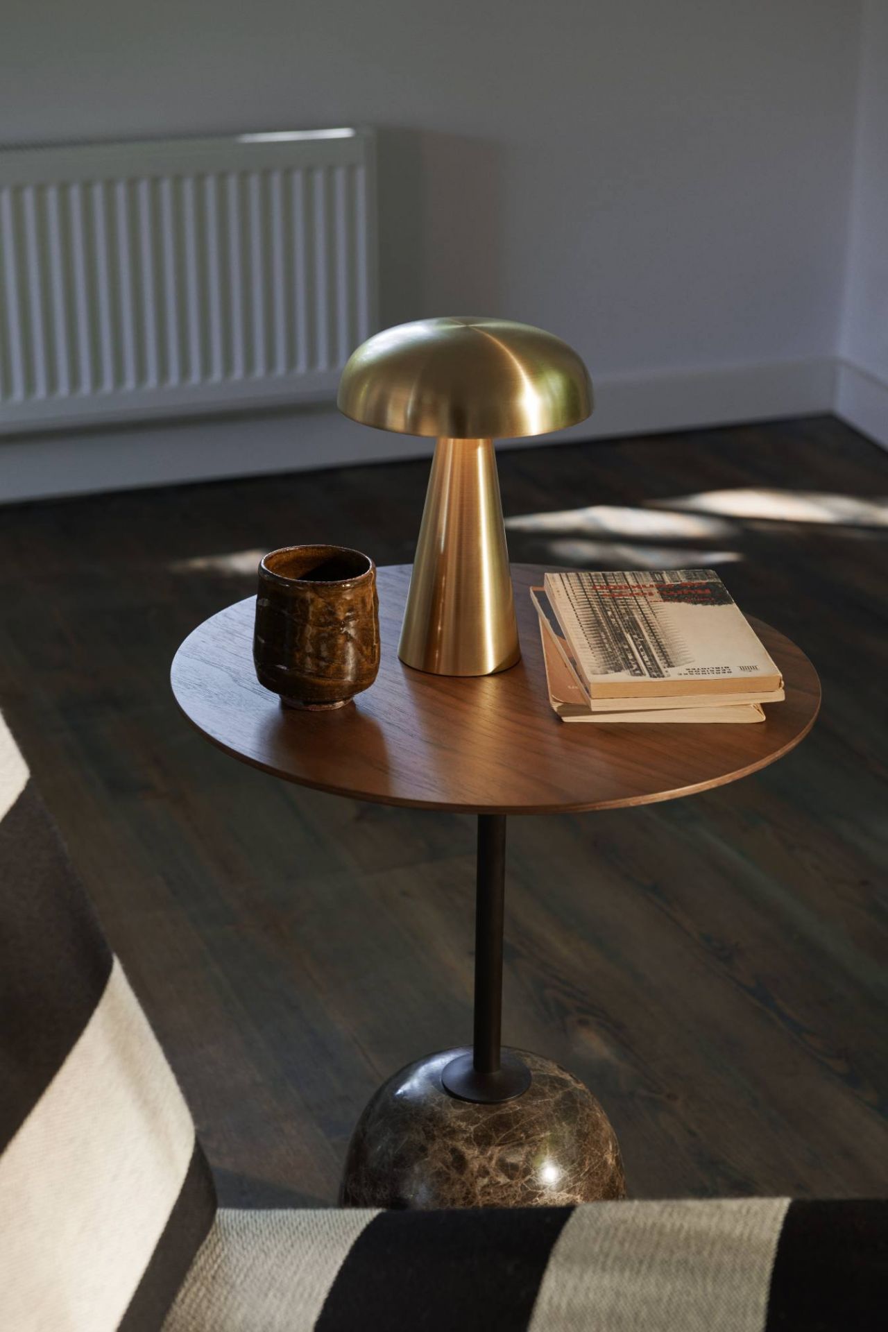 Lato LN8 LN9 Side Table with Wooden Top andTradition Oak Marble Crema Diva